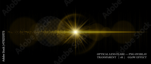 Bright optical lens flare with glowing particles, smooth reflections, and soft transparency. Perfect for overlays, highlights, and digital effects.