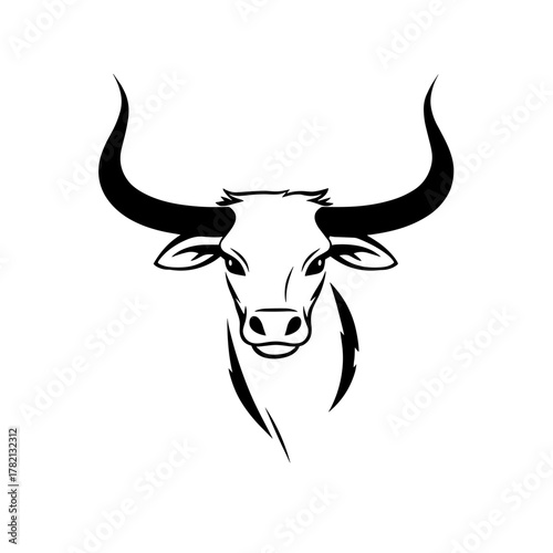 cattle. cattle simple black and white line art vector logo