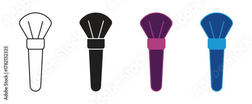 Makeup brush icon set, vector illustration.