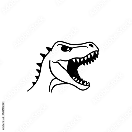 Giganotosaurus. Giganotosaurus simple black and white line art vector logo