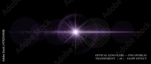 Bright lens flare with luminous halo, reflection circles, and soft glow. Perfect for overlays, light decorations, and digital highlights.