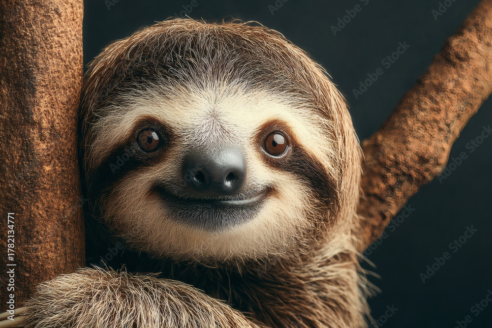 Obraz premium sloth in its natural habitat, watching from a high branch