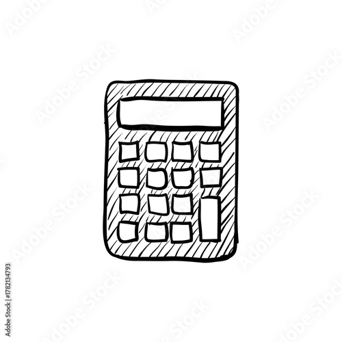 Hand-drawn sketch of a calculator icon for financial planning and accounting calculations