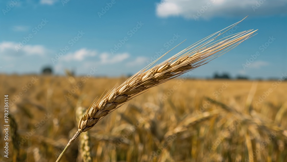 Fototapeta premium Close-up of ripe wheat against expansive fields, highlighting a fiber-dense choice