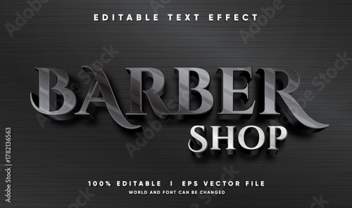 barber shop 3d vector text effect editable