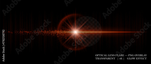 Optical light flare with shining reflections, soft transparency, and glowing particles. Ideal for visual effects, digital art, and clean luminous overlays.
