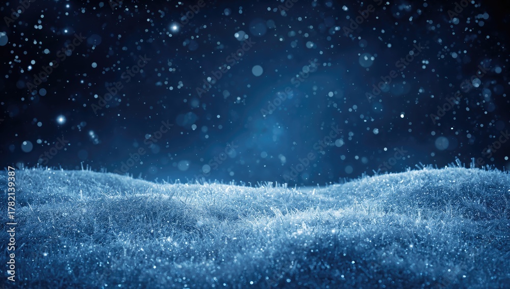Naklejka premium Majestic dark blue sparkling snow, ideal backdrop for festive designs, cards, posters