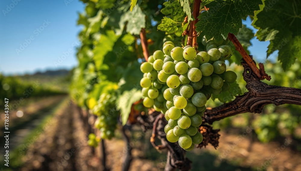 Fototapeta premium Green grapes basking in sunlight, enhancing hydration and freshness