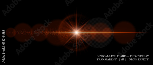 Bright optical lens flare with smooth reflections, glowing dust, and soft transparency. Perfect for digital overlays, highlights, and light effects in visual design.