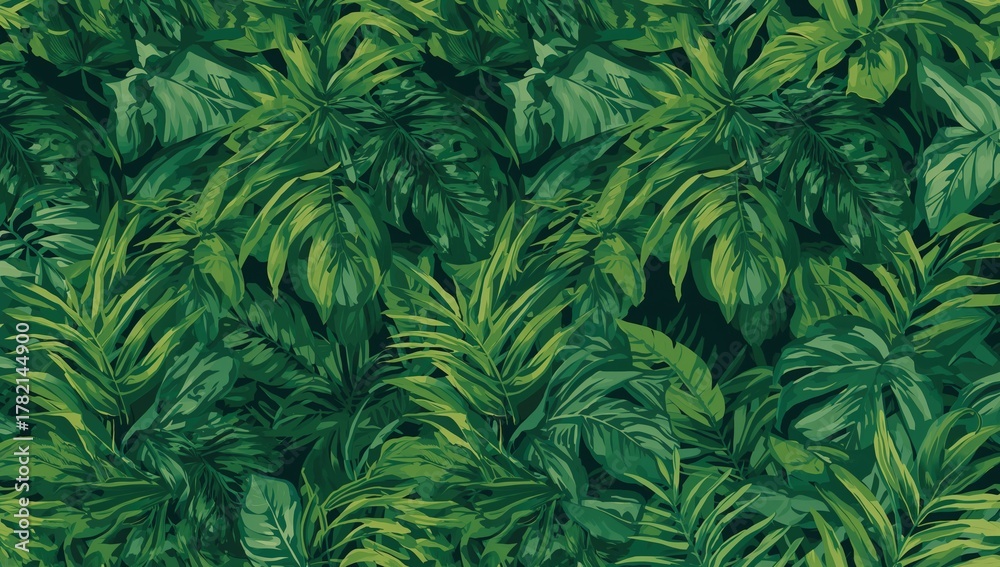 Obraz premium Multicolor background texture featuring green fresh leaves and a jungle theme, ideal for editorial header background