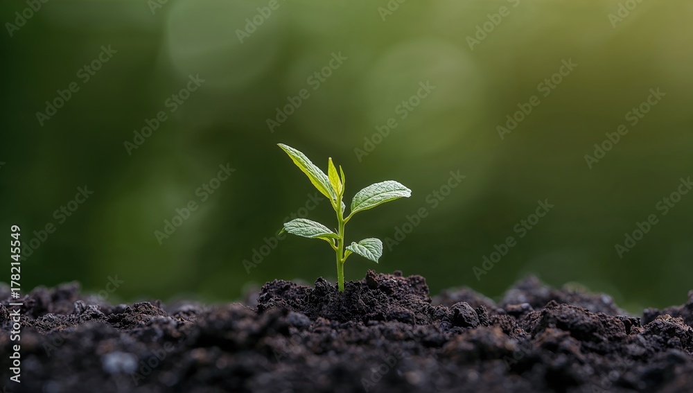 Naklejka premium Fresh seedling sprouting from soil, symbolizing new growth and potential in leadership development