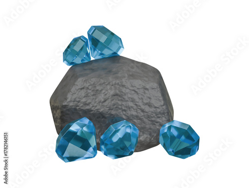 stone with gem icon 3d illustration render