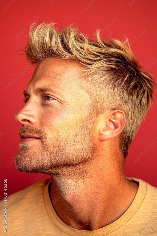 Obraz premium Classy men's undercut haircut - midlife white man with blond hai