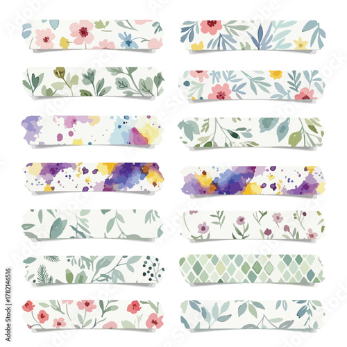 Vector Pattern Floral Abstract Watercolor Style with Bright Pastel Colors