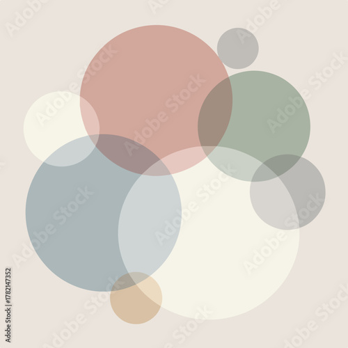 Minimalist Vector Pattern with Overlapping Circles in Soft Pastel Colors Modern Geometric Style