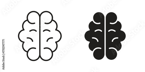 AI brain icon in filled, thin line, stroke style for website and apps