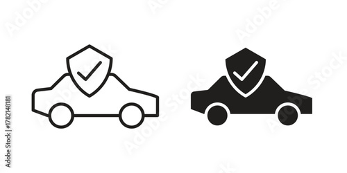 Auto insurance icon in filled, thin line, stroke style for website and apps