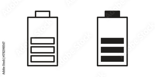 Battery icon in filled, thin line, stroke style for website and apps