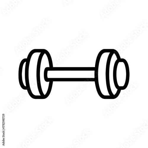 Isolated graphic of a black dumbbell against a white seamless backdrop
