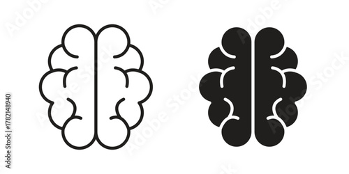 Brain icon in filled, thin line, stroke style for website and apps