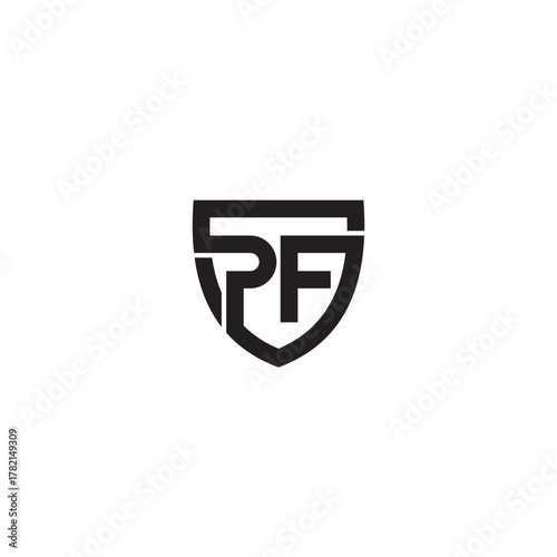 Shield and Letter PF logo or icon design