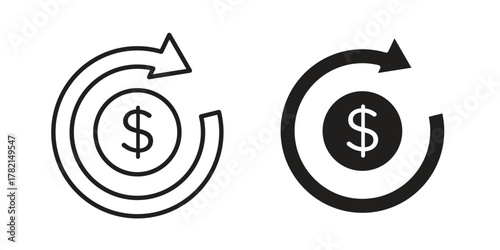 Cash flow icon in filled, thin line, stroke style for website and apps