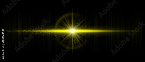 Horizontal lens flare with balanced glow, smooth transparency, and light reflections. Suitable for overlays, lighting effects, and futuristic graphic design.