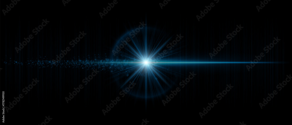 Fototapeta premium Bright lens flare with multiple glowing reflections, soft diffusion, and smooth transparency. Great for overlays, video effects, and sci-fi visual elements.
