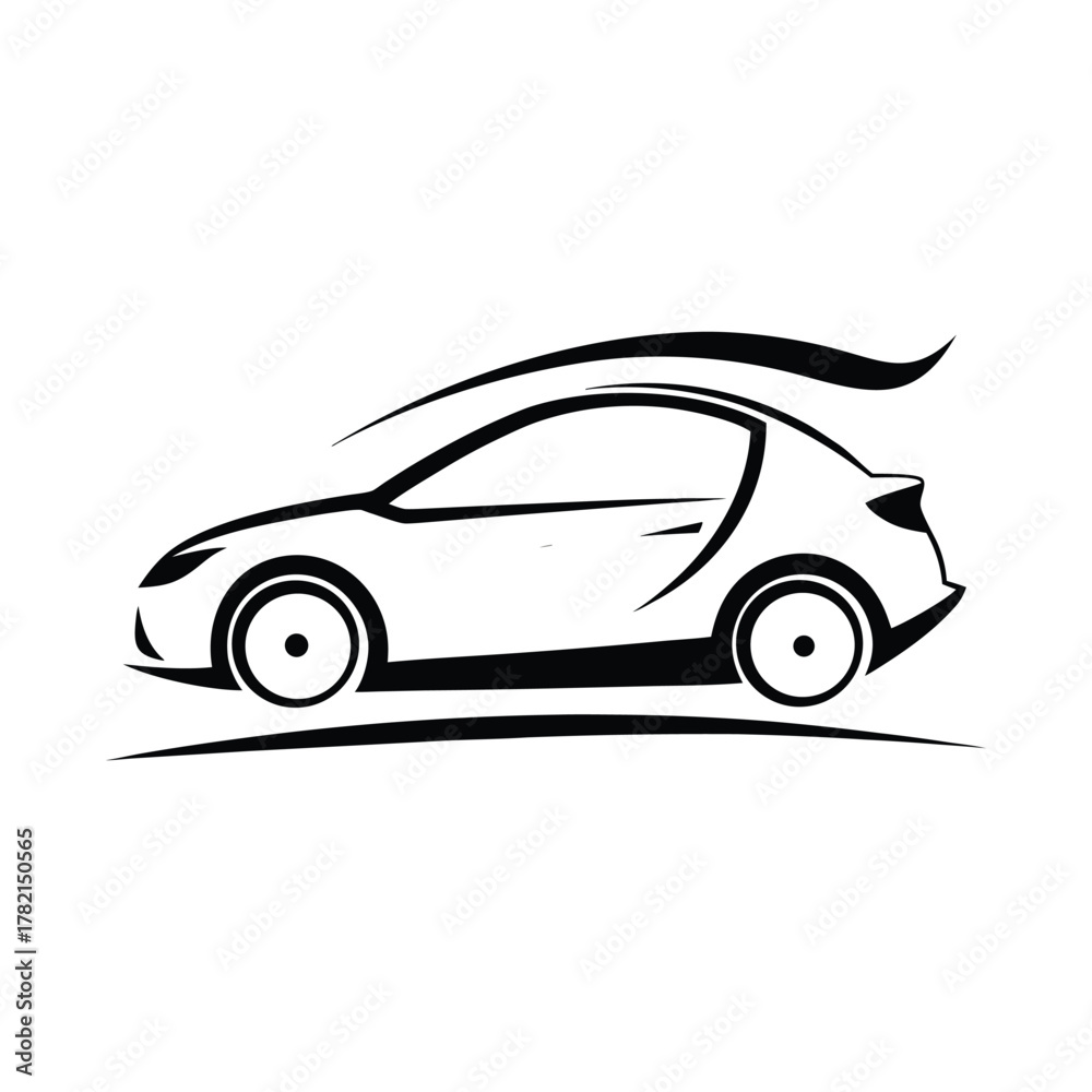 Naklejka premium Stylized Black Silhouette of a Modern Car automobile
