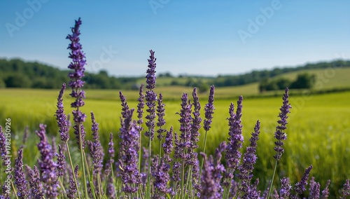 Lavender plants growing in a rural setting, indicative of seasonal change