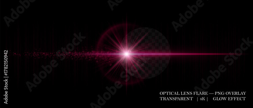 Optical light flare with shining reflections, soft transparency, and glowing particles. Ideal for visual effects, digital art, and clean luminous overlays.