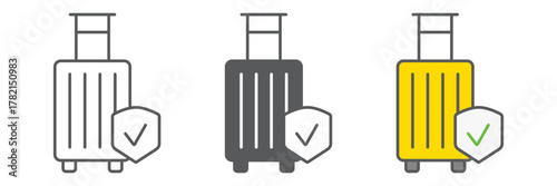 Baggage insurance icon, protection and luggage, travel safety sign, vector graphics, a linear pattern on a white background. editable stroke