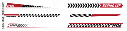 Car racing decals icon set vector. racing stripes, Sport track and moto race symbol. vector illustration.