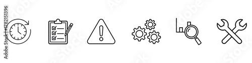 Incident management banner web icon set vector. incident, process, detection, analysis, initial support, restore, and reporting symbol. vector illustration.