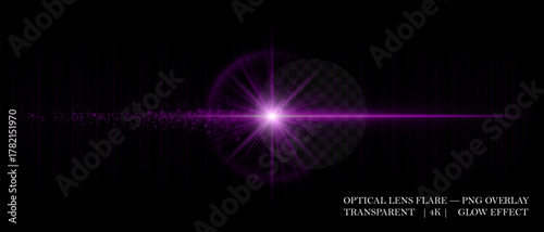 Optical light flare with shining reflections, soft transparency, and glowing particles. Ideal for visual effects, digital art, and clean luminous overlays.
