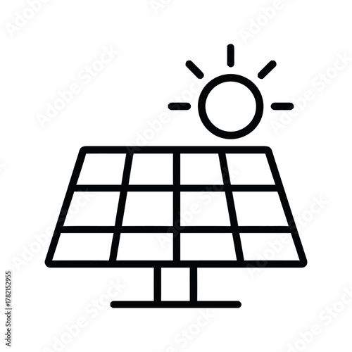 Iconic Solar Panel Symbol for Renewable Energy and Power Generation