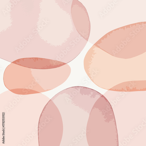 Minimalist Vector Pattern with Organic Circular Shapes in Soft Pink and Peach Tones
