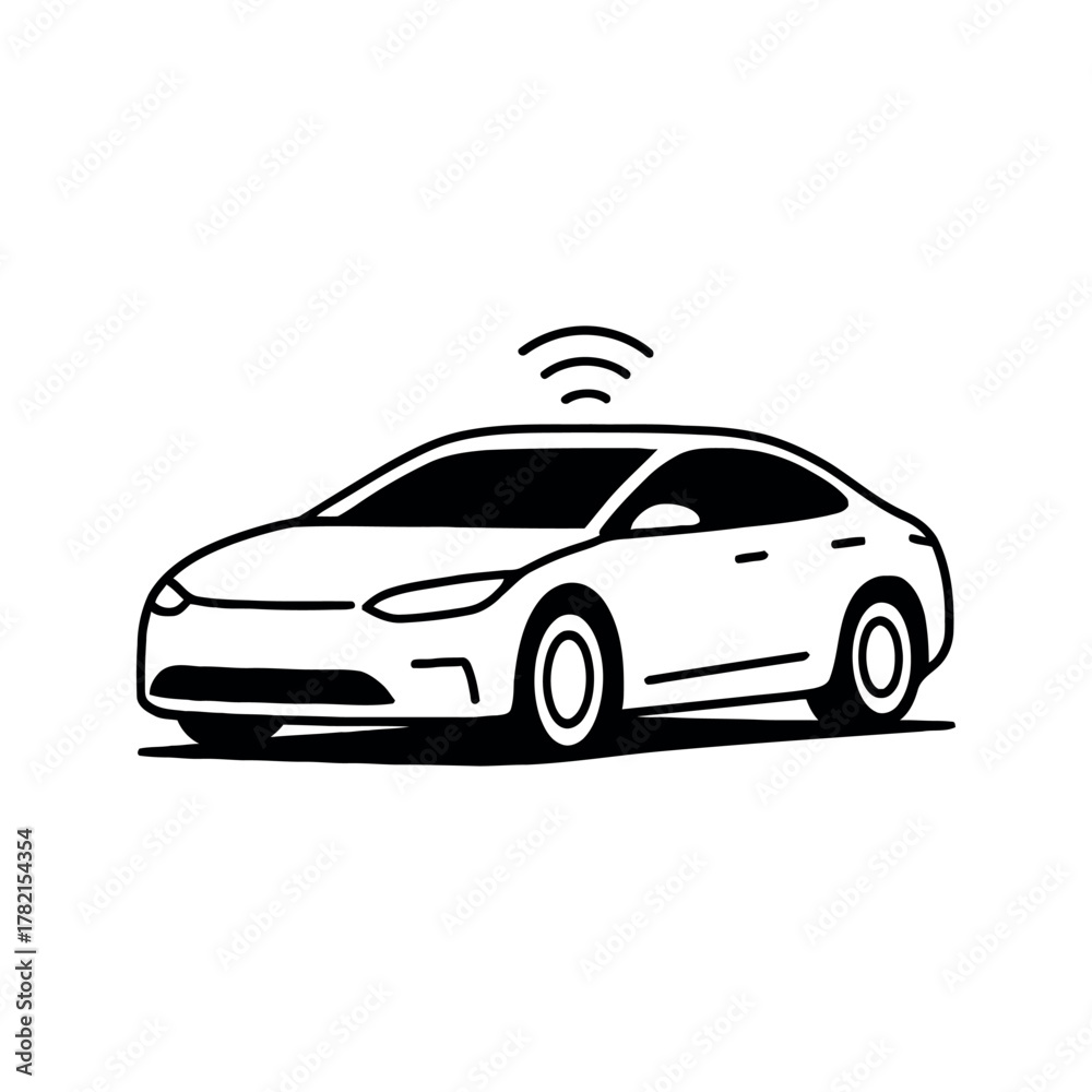 Fototapeta premium Sleek Automotive Design Showing Autonomous Car with Connected Technology