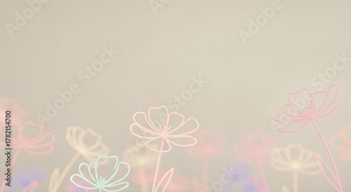 Delicate pastel flower silhouettes on soft background with dreamy aesthetic appeal