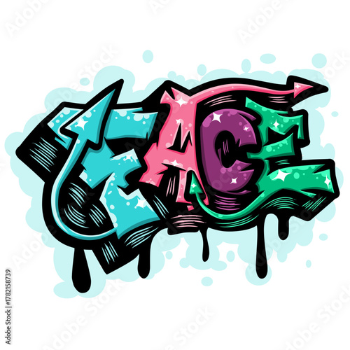 Face graffiti lettering typography art illustration