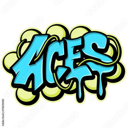 Aces graffiti lettering typography art illustration