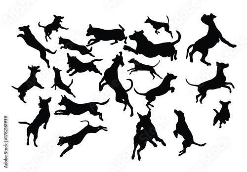 jumping dogs silhouette art