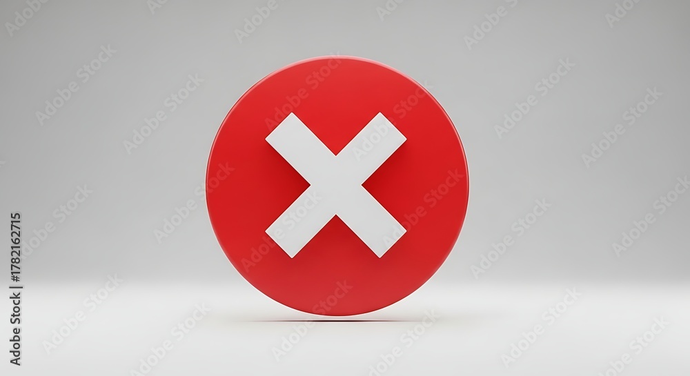 Obraz premium A red circle with a white x on a white background in a studio shot
