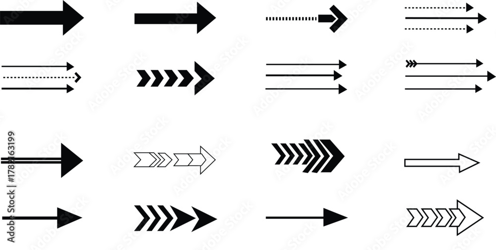 Fototapeta premium Black and white arrow icons set vector symbol for web button design illustration