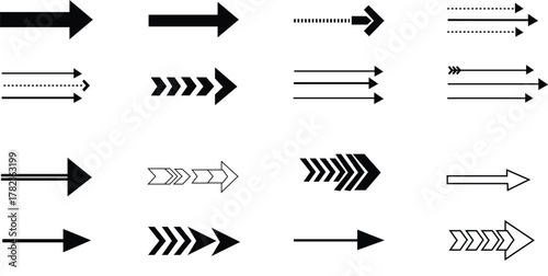 Black and white arrow icons set vector symbol for web button design illustration
