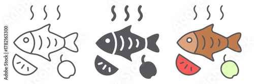 Fried fish icon, food and sea, grilled fish sign, vector graphics, a linear pattern on a white background.