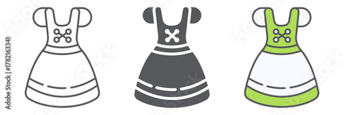 Dirndl icon, clothes and austria, oktoberfest dress sign, vector graphics, a linear pattern on a white background.