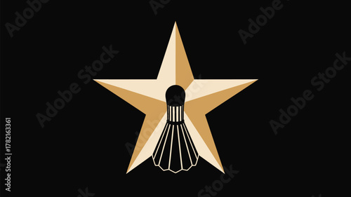 Elegant badminton shuttlecock logo design featuring a star, perfect for sports branding and athletic team visuals with a modern touch