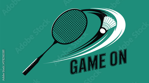 Get ready to play badminton with this dynamic design featuring a racket and shuttlecock in motion, perfect for sports enthusiasts and active lifestyles
