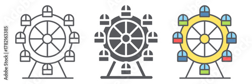 Ferris wheel icon, funfair and entertainment, carousel sign, vector graphics, a linear pattern on a white background.